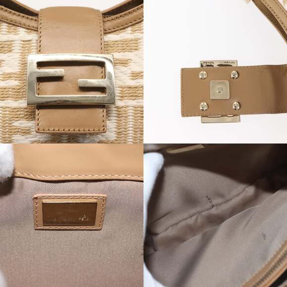 FENDI Zucca Canvas Shoulder Bag Straw Beige Gold - Picture 11 of 13